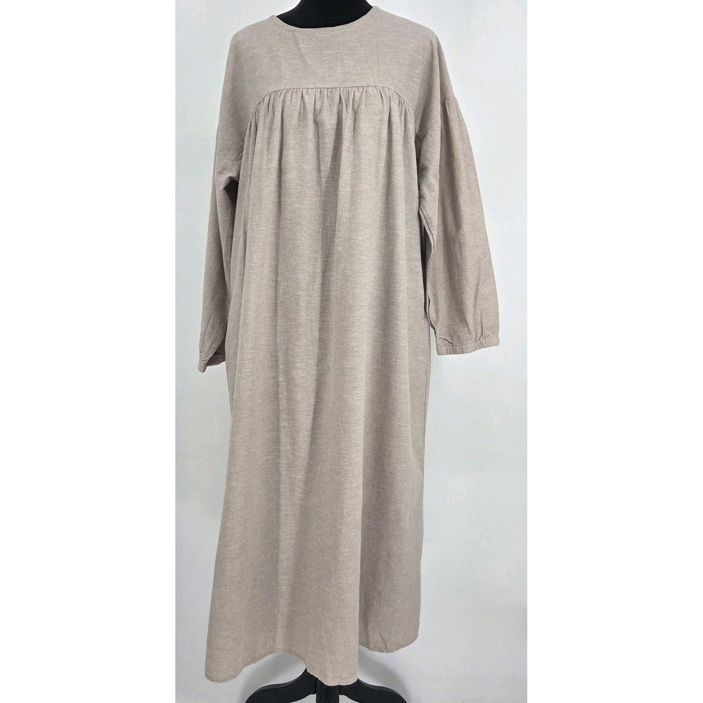 Samansa Mos2 Cotton Linen Kaftan Maxi Dress F Long Sleeve